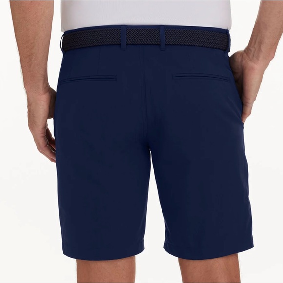 Men's Deep Blue Flat Front Shorts - Picture 3 of 5
